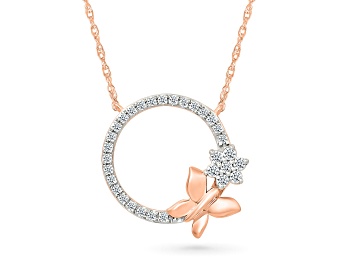 Picture of White Diamond 10K Rose Gold Butterfly Station Necklace 0.13ctw