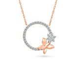 White Diamond 10K Rose Gold Butterfly Station Necklace 0.13ctw