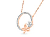 White Diamond 10K Rose Gold Butterfly Station Necklace 0.13ctw