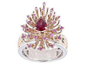 Red Rubellite Rhodium & 18k Rose Gold Over Palladium Sterling Silver Two-Tone Ring 1.60ctw