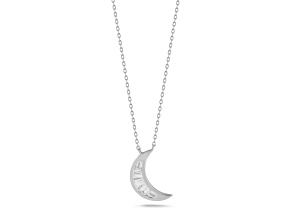 Sterling Statements Rhodium Over Sterling Silver CZ Moon Necklace