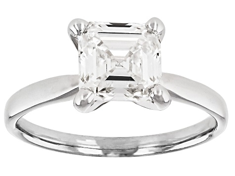 Certified Asscher Cut White Lab-Grown Diamond F-VS1 14K White Gold Solitaire Ring 2.00ct