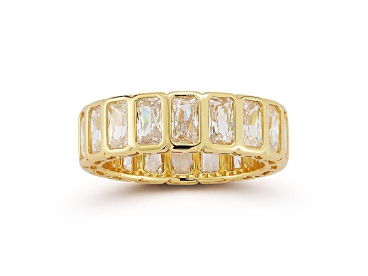 Rachel Zoe 14K Yellow Gold Over Silver Radiant Cut Cubic Zirconia Eternity Band Ring 10.45ctw