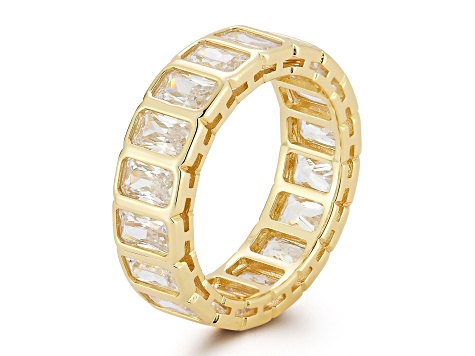 Rachel Zoe 14K Yellow Gold Over Sterling Silver Radiant Cut Cubic Zirconia Eternity Band Ring