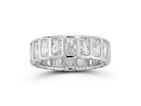 Rachel Zoe Rhodium Over Sterling Silver Radiant Cut Cubic Zirconia Eternity Band Ring