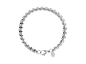Sophisticated Steel Polished Box Chain Bracelet