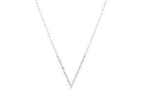 White Diamond Rhodium Over Sterling Silver V To The T Pendant Necklace 0.10ctw