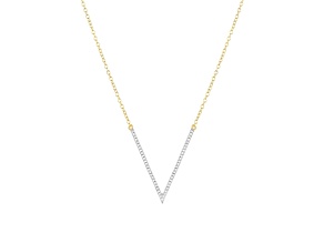 White Diamond 14K Yellow Gold Over Sterling Silver V To The T Pendant Necklace 0.10ctw