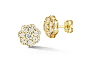 Rachel Zoe 14K Yellow Gold Over Sterling Silver Cubic Zirconia Flower Studs