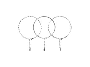 Sophisticated Steel Set of 3 Adjustable Anklet