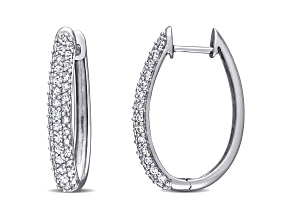 1.33ctw White Sapphire Hoop Earrings in 10K White Gold