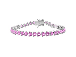 Created Pink Sapphire Sterling Silver Bracelet 12.3ctw
