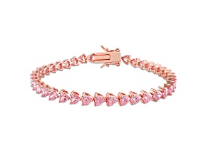 Created Pink Sapphire 18K Rose Gold Over Sterling Silver Bracelet 12.3ctw