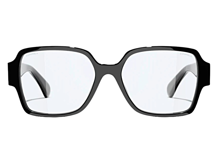 Chanel Black Square Frame with Heart Detail Blue Light Eyeglasses
