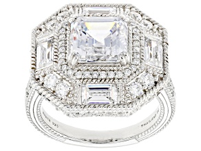 Judith Ripka 8.60ctw Bella Luce® Diamond Simulant Rhodium Over Sterling Silver Cocktail Ring