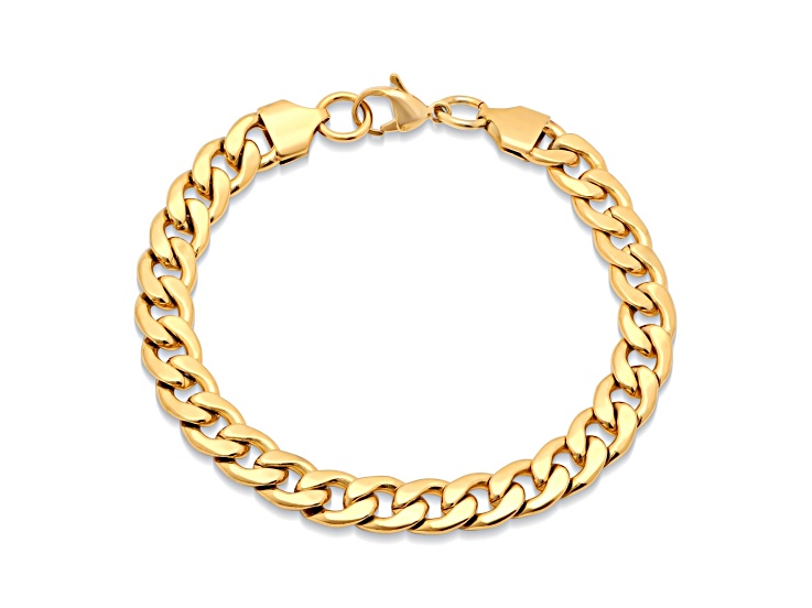 Men's 18K Yellow Gold Over Stainless Steel 8 Inch Cuban Link Bracelet