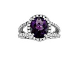 Amethyst and Diamond 14k White Gold Halo Split Shank Ring 4.00ctw