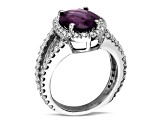 Amethyst and Diamond 14k White Gold Halo Split Shank Ring 4.00ctw