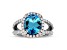 Blue Topaz and Diamond 14k White Gold Halo Split Shank Ring 4.00ctw