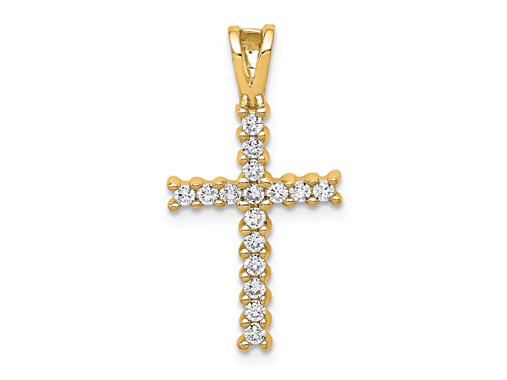 10k Yellow Gold 0.24 ctw Diamond Latin Cross Pendant