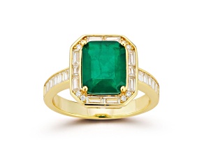 Rachel Zoe 14K Yellow Gold Over Sterling Silver Rectangular Octagonal Cubic Zirconia Cocktail Ring