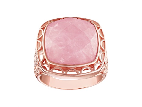 Rose quartz ring sterling silver 8 1/4 US, huge pink crystal ring, - Ruby  Lane