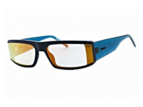 Hugo Boss Men's Blue Rectangular Frame / Yellow Lenses Sunglasses