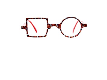 Picture of Red circle and square reading glasses