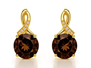 Brown Smoky Quartz 14K Yellow Gold Over Sterling Silver Leverback Drop Earrings