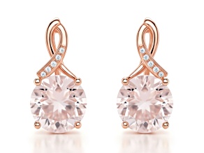 Round Rose Quartz 14K Rose Gold Over Sterling Silver Leverback Drop Earrings