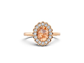 14K Rose Gold Morganite and Diamond Ring 1.23 ctw