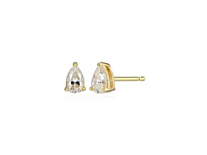 Pear Shape Moissanite 14k Yellow Gold Over Silver Stud Earrings 0.50ctw DEW