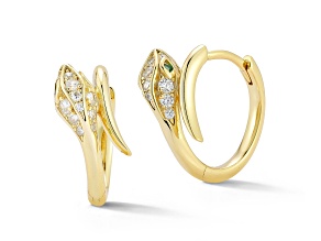 Sterling Statements 14K Yellow Gold Over Sterling Silver Cubic Zirconia Snake Hoop Earrings