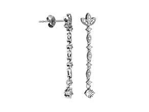 White Diamond Accent Rhodium Over Sterling Silver Linear Dangle Earrings