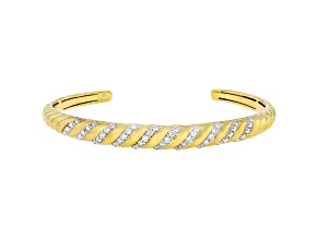 White Lab-Grown Diamond F-G SI 14K Yellow Gold Over Silver Bangle Bracelet 0.75ctw