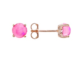 Pink Ethiopian Opal Rhodium & 18K Rose Gold Over Palladium Sterling Silver Earrings 1.20ctw