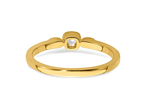 14K Yellow Gold Petite Rope Edge Round Diamond Ring 0.10ctw