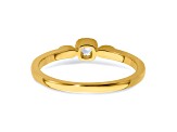 14K Yellow Gold Petite Rope Edge Round Diamond Ring 0.10ctw
