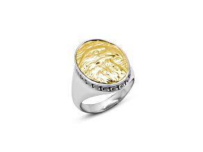 Silver Treasures By Samuel B. Sterling Silver And 18k Yellow Gold Eagle Ring
