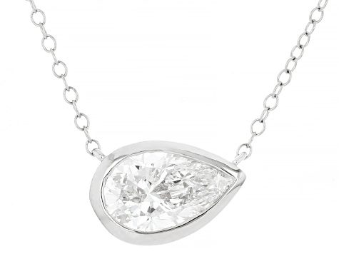 Certified Pear Shape White Lab-Grown Diamond F VS1 14K White Gold Solitaire Necklace 2.00ct