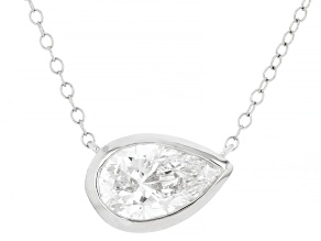 Certified Pear Shape White Lab-Grown Diamond F VS1 14K White Gold Solitaire Necklace 2.00ct