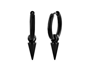 Stainless Steel Spike Dangle Huggie Hoop Earrings in Black