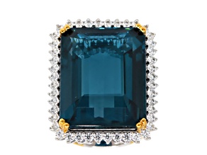 London Blue Topaz & White Zircon 24K Gold Over Palladium Sterling Silver Ring