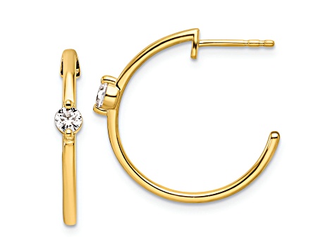 14K Yellow Gold Lab Grown Diamond SI1/SI2, G H I, Hoop Earrings