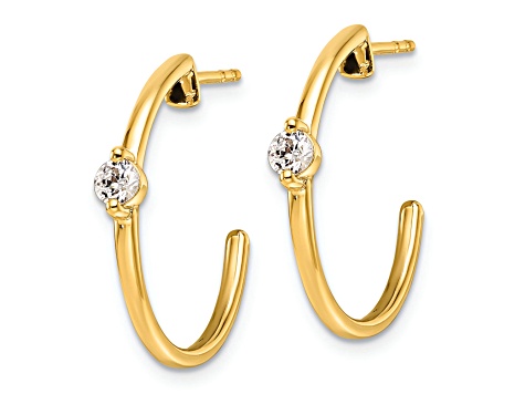 14K Yellow Gold Lab Grown Diamond SI1/SI2, G H I, Hoop Earrings