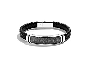 Star Wars™ Fine Jewelry In Carbonite Diamond Rhodium Over Silver & Faux Leather Mens Bracelet .20ctw