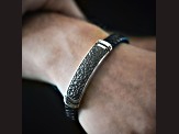 Star Wars™ Fine Jewelry In Carbonite Diamond Rhodium Over Silver & Faux Leather Mens Bracelet .20ctw