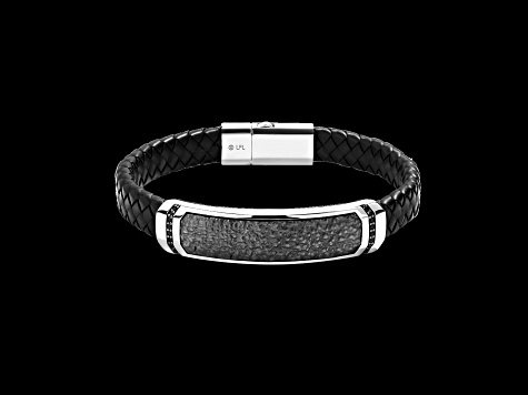 Star Wars™ Fine Jewelry In Carbonite Diamond Rhodium Over Silver & Faux Leather Mens Bracelet .20ctw