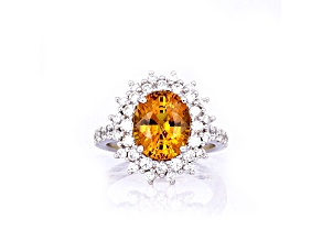 5.11 Ctw Yellow Sapphire and 1.50 Ctw Diamond Ring in 14K WG