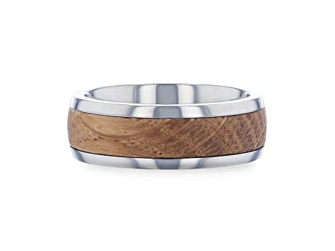 STAVE Whiskey Barrel Inlaid Titanium Men's Wedding Band With